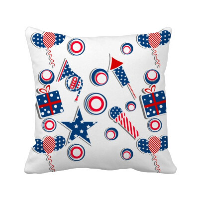 

USA Gift Firework Star Festival Pattern Square Throw Pillow Insert Cushion Cover Home Sofa Decor Gift