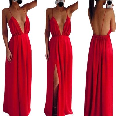 

Lovaru ™Women Spaghetti Strap Backless Pleated Maxi Dress Evening Party Elegant Long Dress New Sexy Nightclub Dress