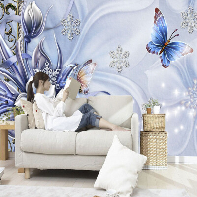 

Custom Photo Wallpaper European Style Flower Pattern Butterfly Background Decorative Painting Wall Wallpaper Living Room Sofa