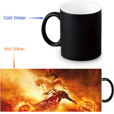 

GHOST RIDER 350ml/12oz Heat Reveal Mug Color Change Coffee Cup Sensitive Morphing Mugs Magic Mug Milk Tea Cups