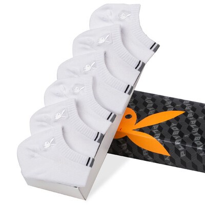 

Playboy socks mens cotton boat socks mens low-cut sports invisible socks shallow mouth short tube cotton socks 100 cotton 6 pairs of white six-square code