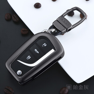 

Caraline Toyota car key case RAV4 Reiz Camry Highlander key ring buckle chain shell folding D gray Corolla can not be used