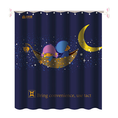 

Bao Youni bathroom curtain thick waterproof mildew shower curtain curtain with shower curtain ring shower curtain without shower curtain rod Leo DQ9086-18