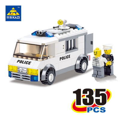 

KAZI 6730 Police Series блокирует полицейский дежурный вагон 135pcs Просветление строительных блоков Playmobil Model Bricks Toys