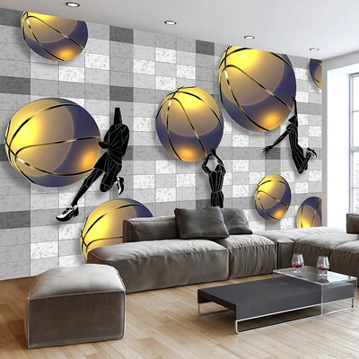 

Custom Wall Mural Papel De Parede 3D Golden Basketball Abstract Creative Space Livingroom TV Background Wall Decoration Painting
