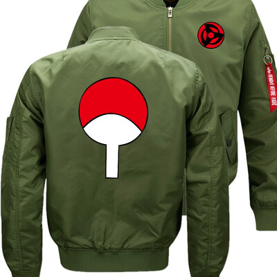 

Naruto write round eyes Sasuke Bomber Flight Flying Jacket Winter thicken Warm Zipper Men Jackets Anime Mens Casual Coat