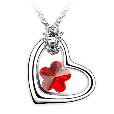 

Flower Necklace Crystal from Austrian High Quality Heart Pendants Necklace For Women Bijouterie Female Gift 112