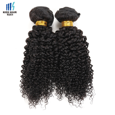 

kiss hair 2 pcs/lot jet black Brazilian human hair weft kinky curly color 1B double weft bundle hair