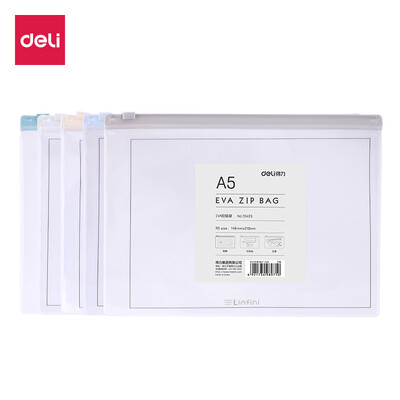 

Deli deli music series A5 transparent zipper bag file bag office pull side information bag single color random 72423