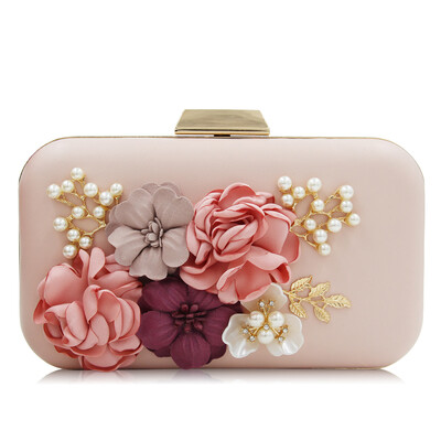 

Milisente Women Flower Wedding Party Clutch Purse Ladies Evening Bag Royal Blue Day Clutches With Pearl Chain