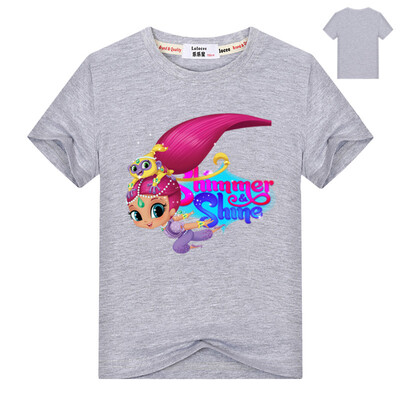 

Princess Girls Shimmer shine T Рубашки с коротким рукавом 100% Хлопок Повседневные топы для девочки-подростка Розовые тройники Дет