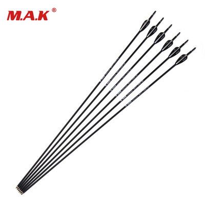 

6 pcs 80cm Spine 1000 Carbon Arrows with Black&White Feather for CompoundRecurve Bow Hunting Archery