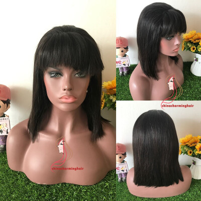 

150% density Glueless Full Lace Wig Brazilian hair Full Lace Human Hair Wigs For Black Women Best Lace Front Wig With Full Bangs