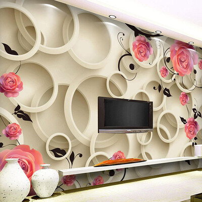 

Custom Wall Mural Wallpaper Flower Modern 3D Stereoscopic Rose Living Room Sofa TV Background Photo Wallpaper Mural De Parede 3D