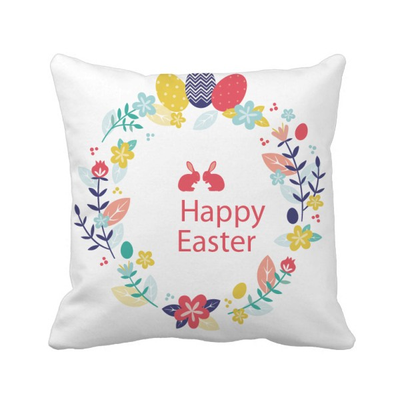 

Happy Easter Religion Festival Leaves Flower Square Throw Pillow Insert Cushion Cover Home Sofa Decor Gift