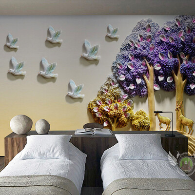 

Высокое качество Deep Texture Relief 3D Murals Tree Elk Backdrop Wall Paper Гостиная Спальня Тематический отель Современные абстрактные фрески