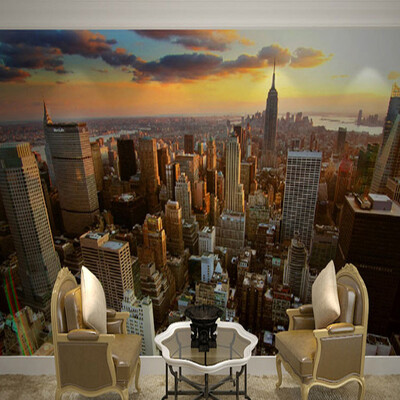 

Custom 3D Photo Wallpaper Modern City High-rise Views Wall Mural Embossed Non-woven Paper Wallpapers Home Decor Papel De Parede