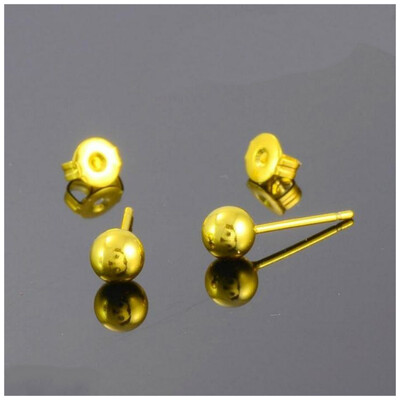 

1PCS 6mm Бусины серьги Anti-аллергия Женщины S925 серебряные розовые золотые иглы ювелирные изделия свадебные влюбленные подарки на день рождения