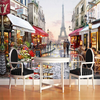 

European Style Street Oil Painting 3D Photo Mural Wallpaper Cafe Restaurant Interior Fashion Decor Wall Paper Papel De Parede 3D