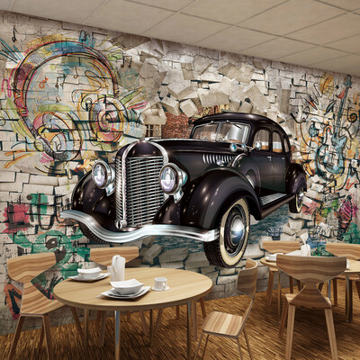 

Vintage Wallpaper Custom 3D Stereo Relief Классические автомобили Broken Wall Mural Cafe Kid's Room Гостиная Фон Стеновое покрытие 3 D
