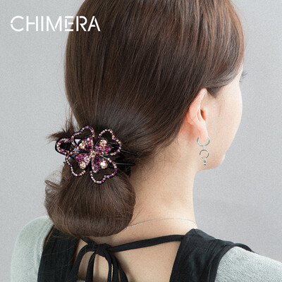 

Chimera CHIMERA hair accessories headdress dream flash drill flower large hair scratching clip catcher head plate hair clip champagne purple
