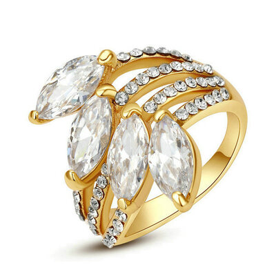 

Yoursfs® 18K Rose Gold Plated Big Flower Rings Use Clear Austrian Crystal Fashion Jewelry