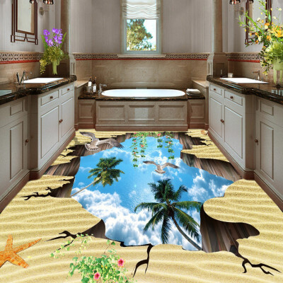 

Free Shipping blue sky scenery floor painting wallpaper square park decoration non-slip PVC floor mural 250cmx200cm