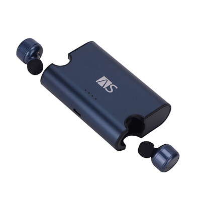 

AS X2T button Bluetooth headset wireless mini invisible headset with charging compartment long battery life Apple Android phone universal sapphire blue
