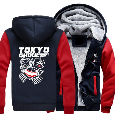 

2018 New USA SIZE Men Winter Autumn Hoodies tokyo ghoul kaneki ken pattern Fleece Coat Baseball Uniform Sportswear Jacket wool