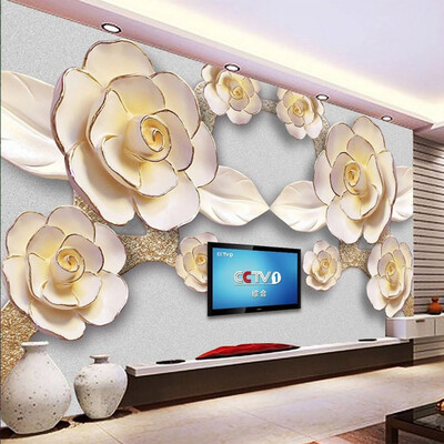 

Modern Simple 3D Embossed Flowers Photo Mural Wallpaper Living Room Hotel Luxury Home Decor Wallpaper Papel De Parede Floral 3D