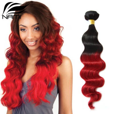 

Nami Hair 4 Bundles T1B/Red Ombre Brazilian Human Hair Loose Wave Weaves Two Tone Color 12"-26" 100% Human Hair Extension