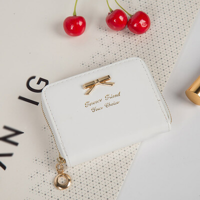 

Korean fresh&simple bow ladies coin purse bag zipper mini women wallet card package short paragraph