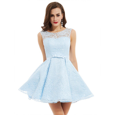 

CAZDZY Scoop Neck Zipper-Up A Line Homecoming Dress