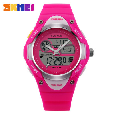 

Kids Dual Time Zones Multifunctional Analog-Digital Rubber Band Sporty Wrist Watch