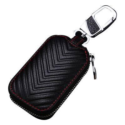 

KOOLIFE Car Key Bag Universal Volkswagen Audi Keychain Chain Cowhide Mercedes Benz Key Bag Men Accessories Black