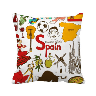 

Spain Landscap Animals National Flag Square Throw Pillow Insert Cushion Cover Home Sofa Decor Gift