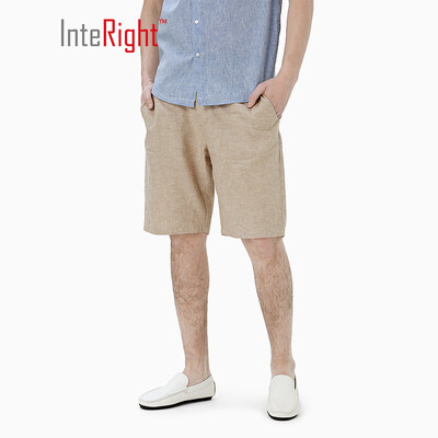 

INTERIGHT casual shorts mens cotton&linen blend casual pants deep khaki  34