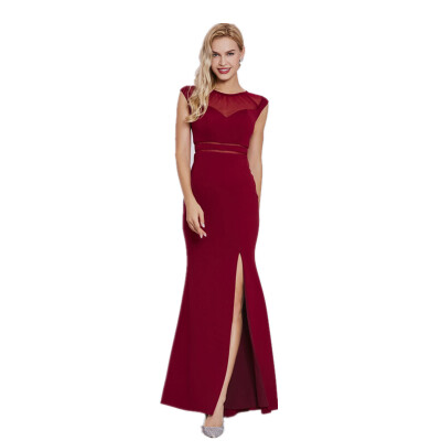 

CAZDZY Scoop Neck Split-Front Sheath Evening Dress