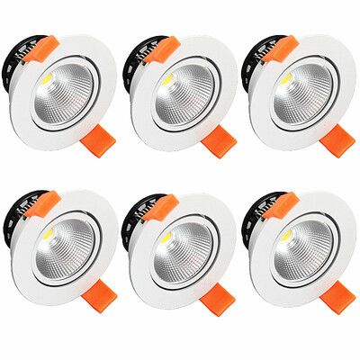 

6Pcs / lot привели Downlight 5W Cool белый светодиодный COB чип привело утопленный светодиодный потолочный светильник