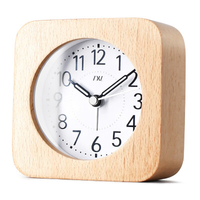 

TXL alarm clock creative bedside mute clock wooden alarm clock childrens night light alarm table clock lazy bedside sleepy clock Ruijing F wood color