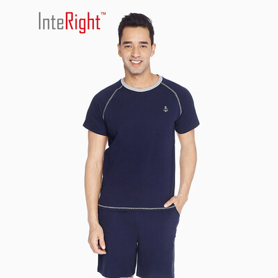

INTERIGHT home service mens cotton short-sleeved raglan sleeves casual home service suit wine red