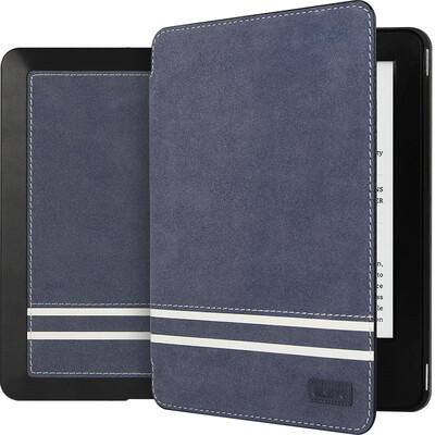 

ESR Kindle E-book 499 CoverShell Drop protection Dormancy Stand Leather Case No Reading Light to Jian Liangpin Series Dark Blue Stripe