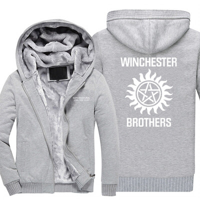 

2018 New USA SIZE Men Winter Autumn Hoodies SUPERNATURAL JOIN THE HUNT pattern Fleece Coat Baseball Uniform Sportswear Jacket wool
