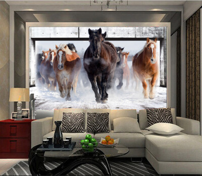 

Custom photo wallpaper 3D mural living room TV wall Bedroom Sofa backdrop wallpaper galloping horse mural