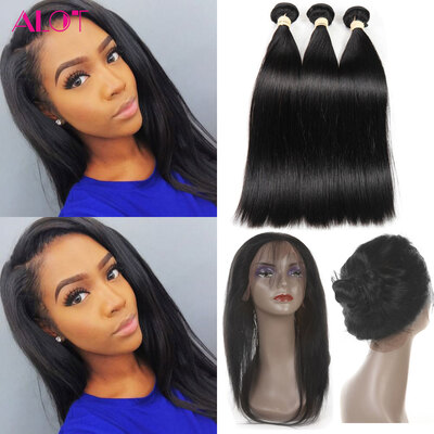 

Alot 360 Lace Frontal Closure with Bundles Бразильский 22 * ​​4 * 2 Прямо 360 кружевных бразильских волос Virgin с человеческими волосами