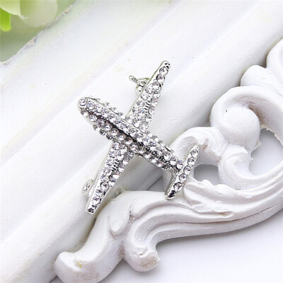 

Новая мода для женщин Plane Brooch Pin Stewardess Logo Pilot Badge Австрия Rhinestone Broosches Броши Знак ювелирных изделий Flyin