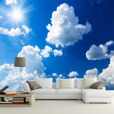 

Custom 3D Photo Wallpaper Blue Sky White Clouds Sunshine Landscape Large Murals Wall Painting Living Room TV Background Decor