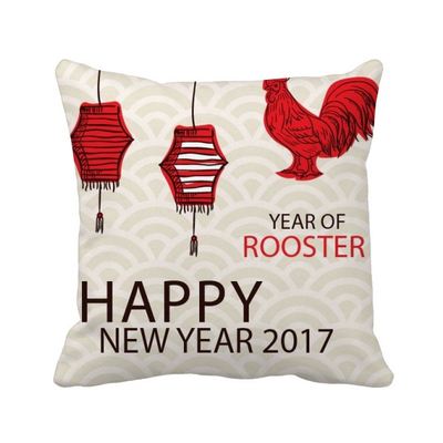 

Happy New Year 2017 Rooster Square Throw Pillow Insert Cushion Cover Home Sofa Decor Gift