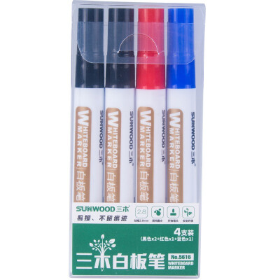 

Miki SUNWOOD 5616 easy to wipe the whiteboard pen 4 loaded 2 black 1 red 1 blue