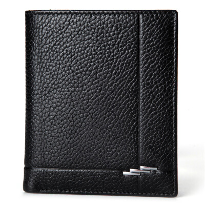 

DANJUE Men Wallets Genuine Leather Solid Color Short Black Purse High Quality Brand Cowhide Money Bag Casual Credit Card Wallet